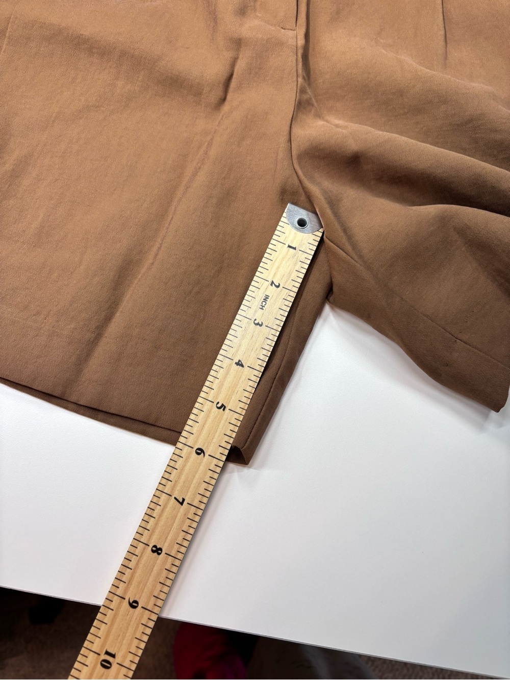 Women's High-Waist Brown Tailored Shorts with Belt - Picture 12 of 15